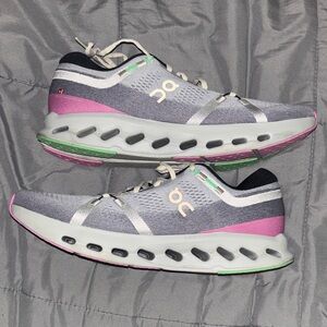 On Running mens Sneakers in Gray, Pink, and Green